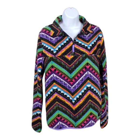 WESC Chevron Pattern Pullover Fleece Quarter Zip Sweatshirt Women M Men S #438 - Picture 1 of 10